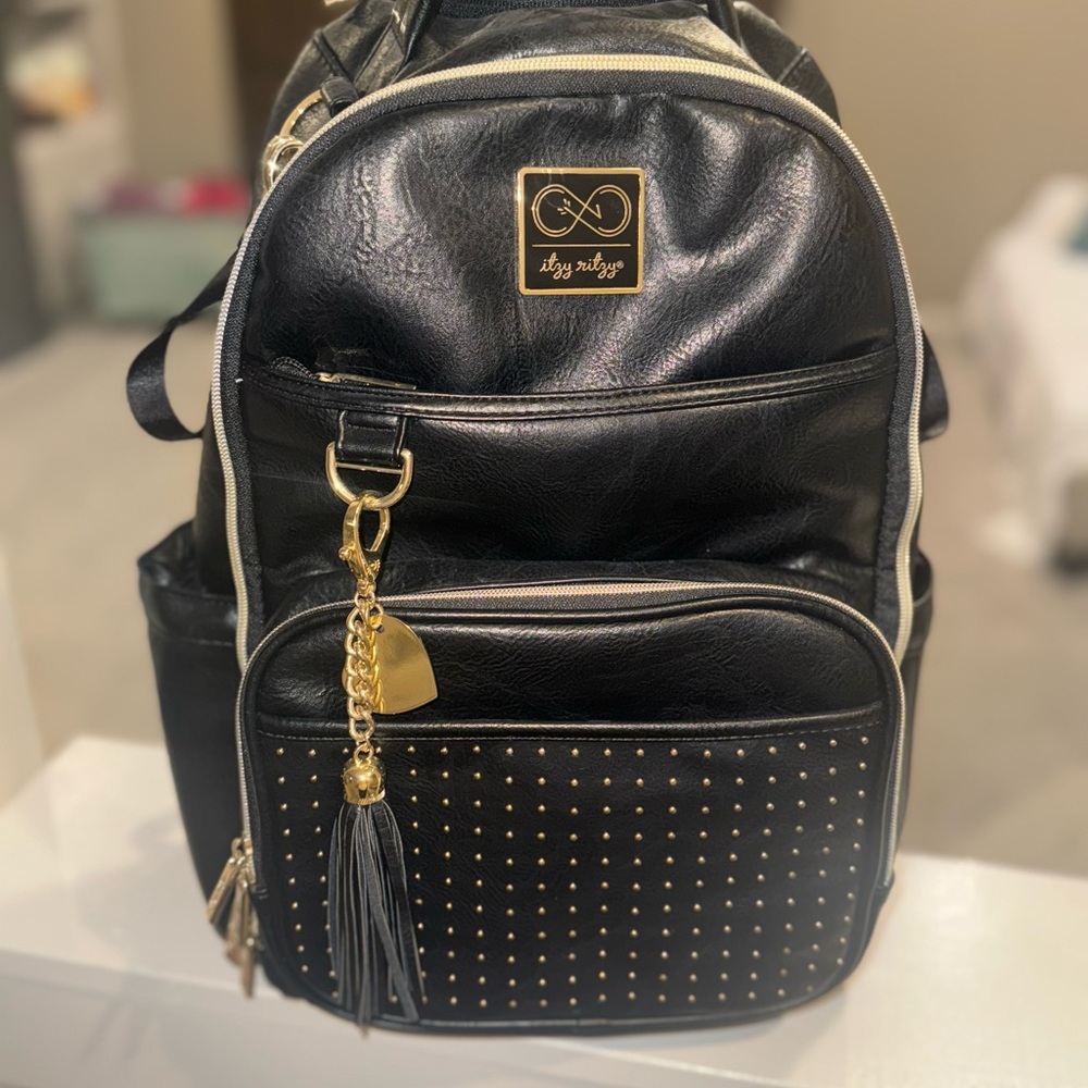 Itzy Ritzy Black and Gold Backpack